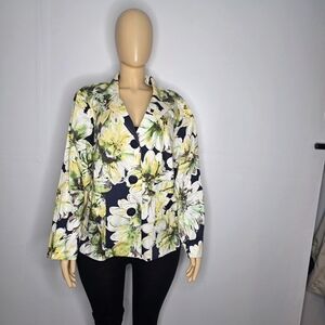 Avenue Women's Floral Blazer with Yellow and Green Accents Size 16